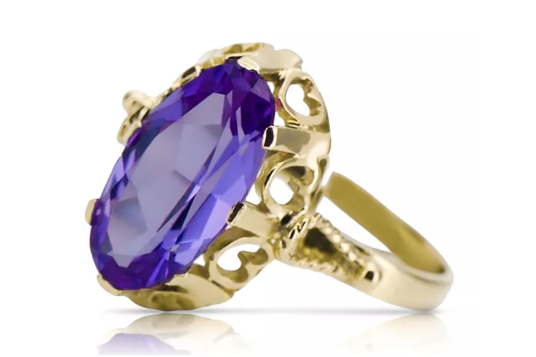 14 Karat Gelbgold Alexandrit Ring Vintage Stil vrc134y